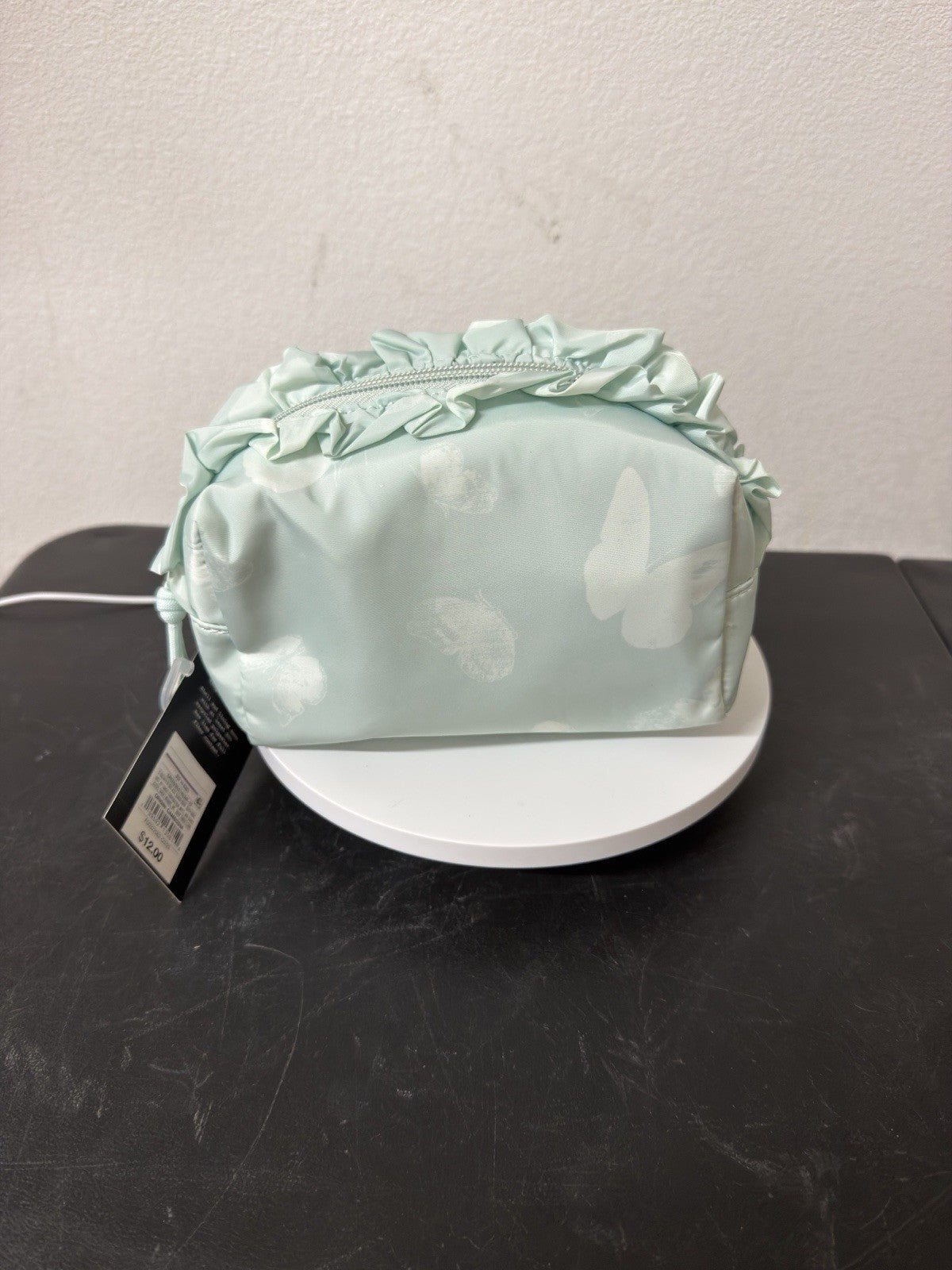 Art Class Pink Ruffle Floral Makeup Case, Recycled Polyester NWT