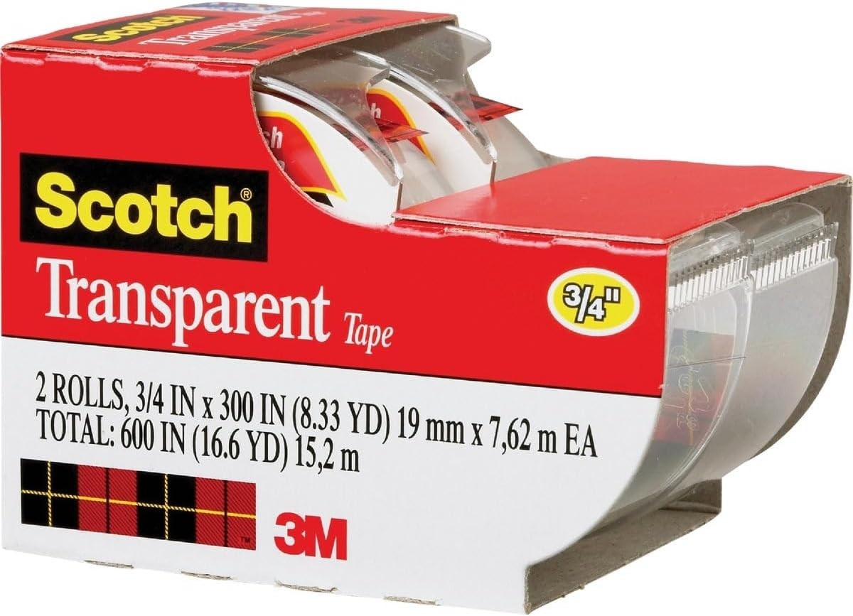 Scotch 3/4" x 250" Transparent Tape - 2 Rolls (2157SS)