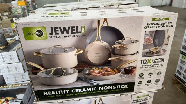 GreenPan Jewel Pro 11-Piece Cookware Set Hard Anodized Nonstick Taupe