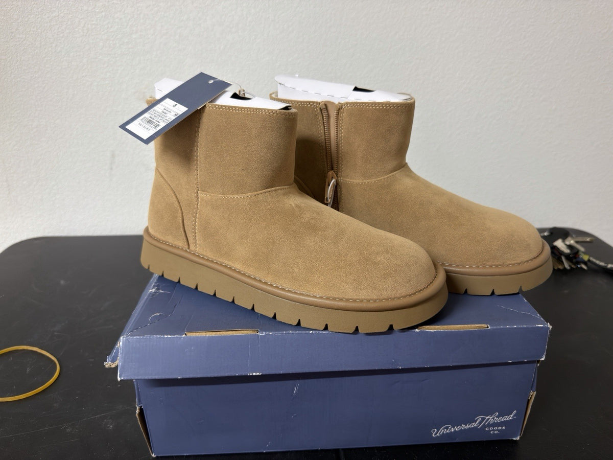universal Thread May Faux Suede Booties with Memory Foam Insole Tan Size 8 Women